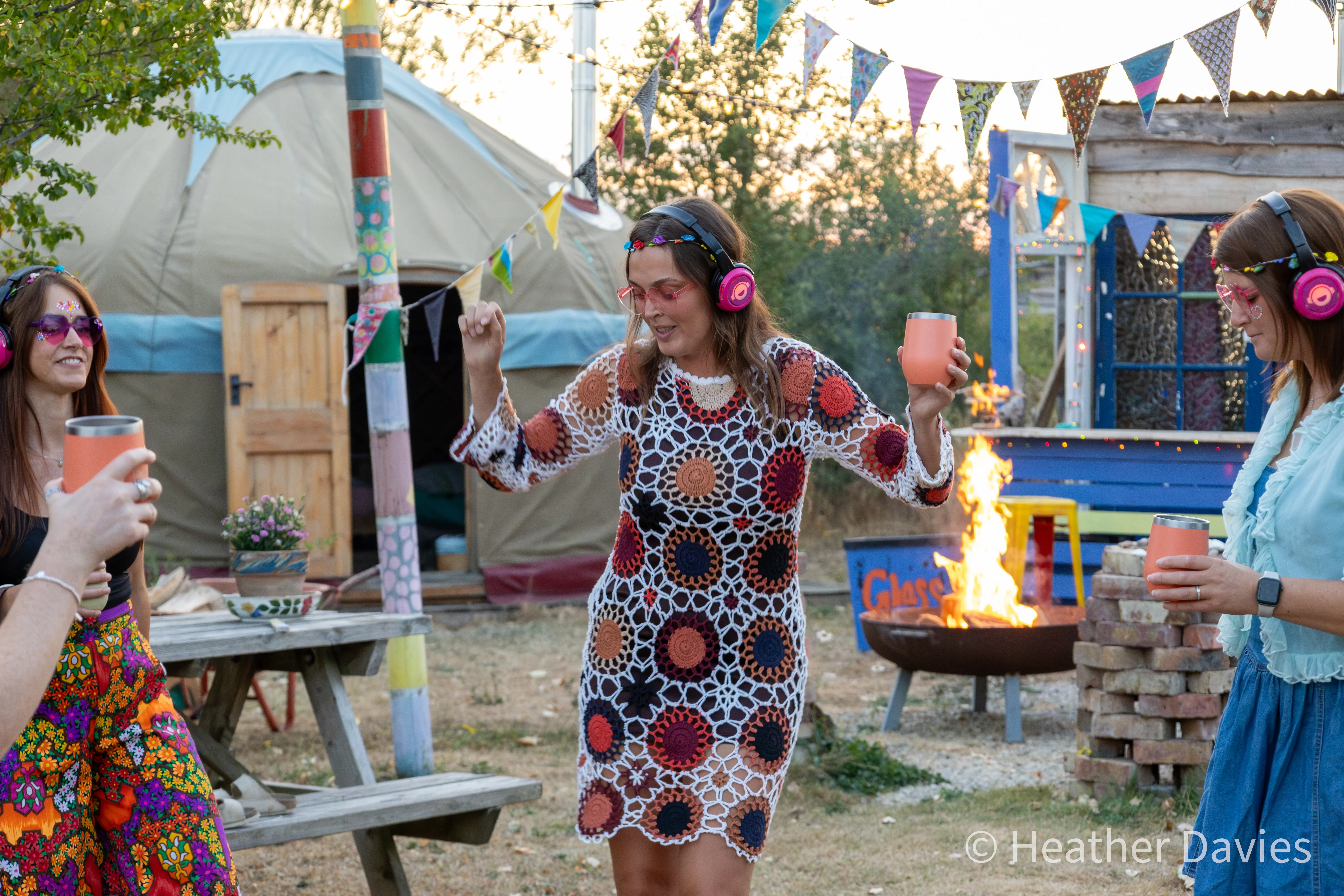 Guests celebrating outdoors at The Oxford Yurt